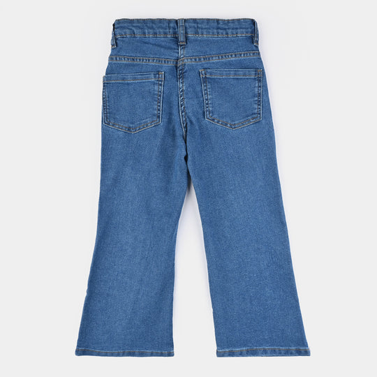 Girls Denim Stretch Pant Basic BooT Cut-Mid Blue