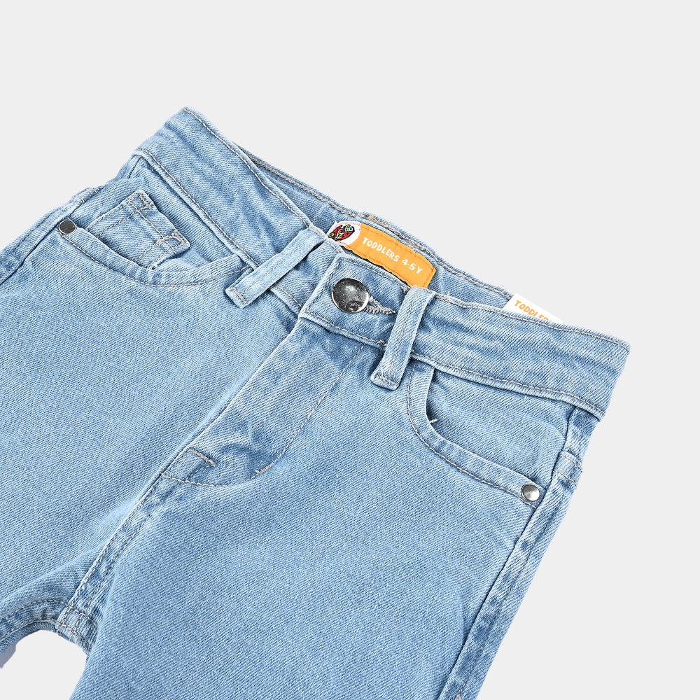 Boys Denim Stretch Pant Basic Regular Fit-Ice Blue