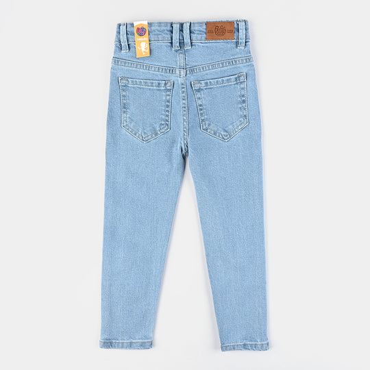 Boys Denim Stretch Pant Basic Regular Fit-Ice Blue