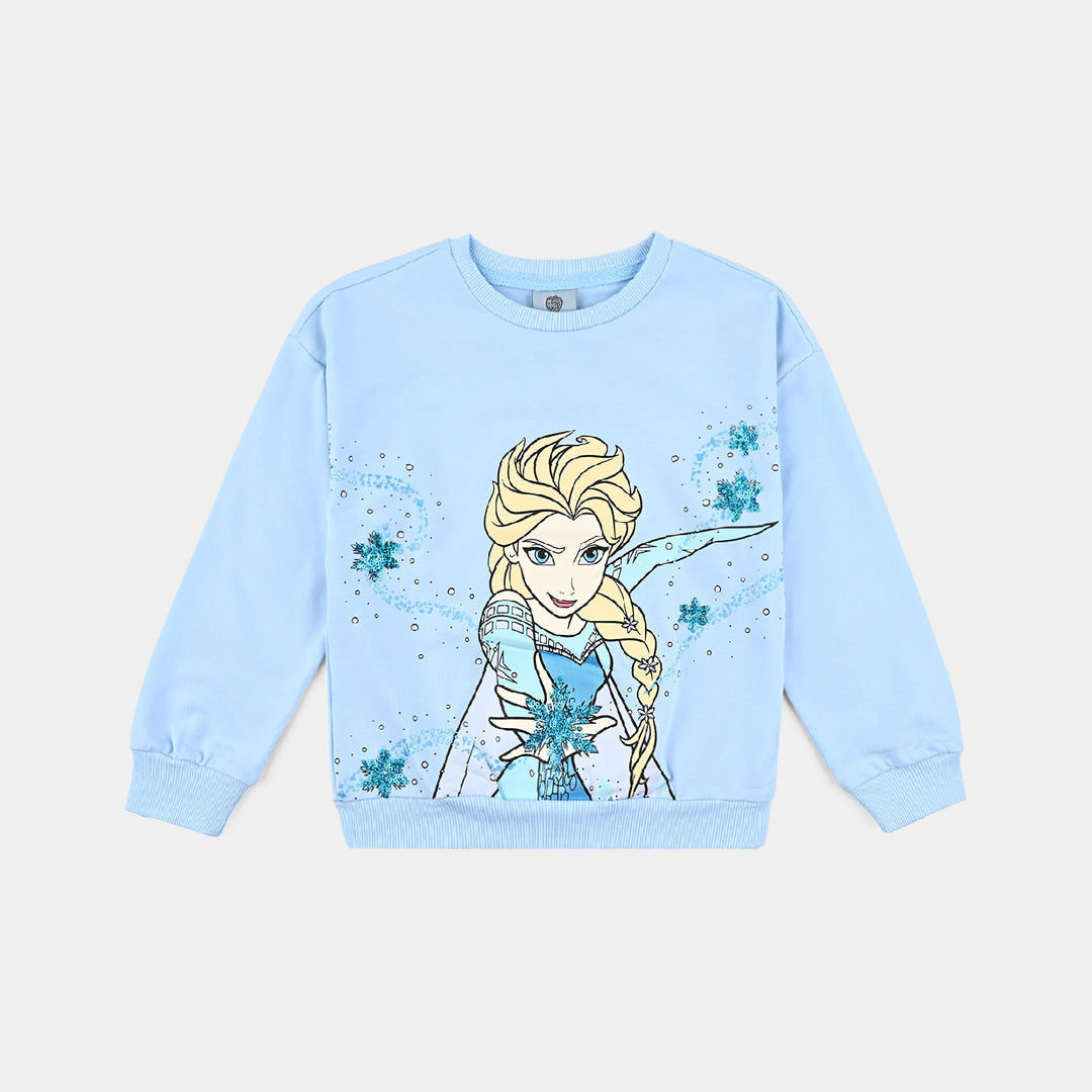 Girls Cotton Terry Sweatshirt Character-LT.Blue