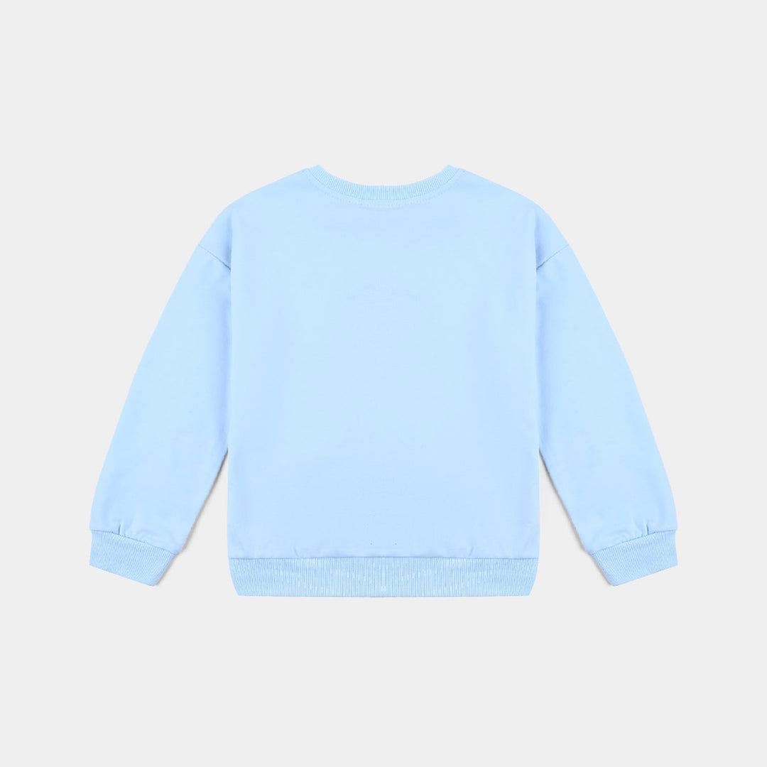 Girls Cotton Terry Sweatshirt Character-LT.Blue