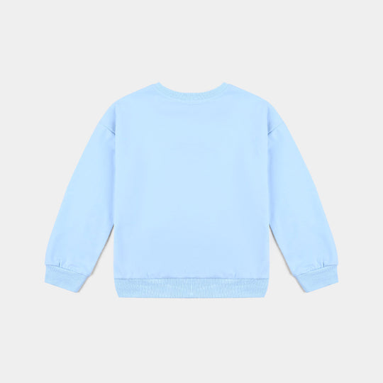 Girls Cotton Terry Sweatshirt Character-LT.Blue