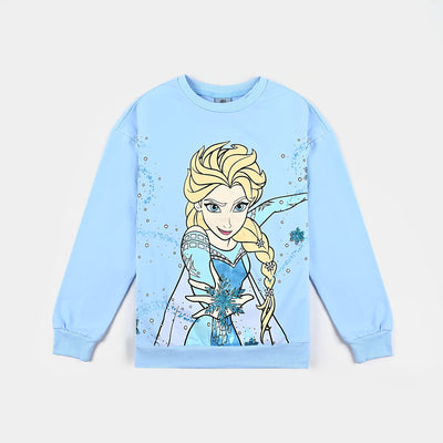 Girls Cotton Terry Sweatshirt Character-LT.Blue