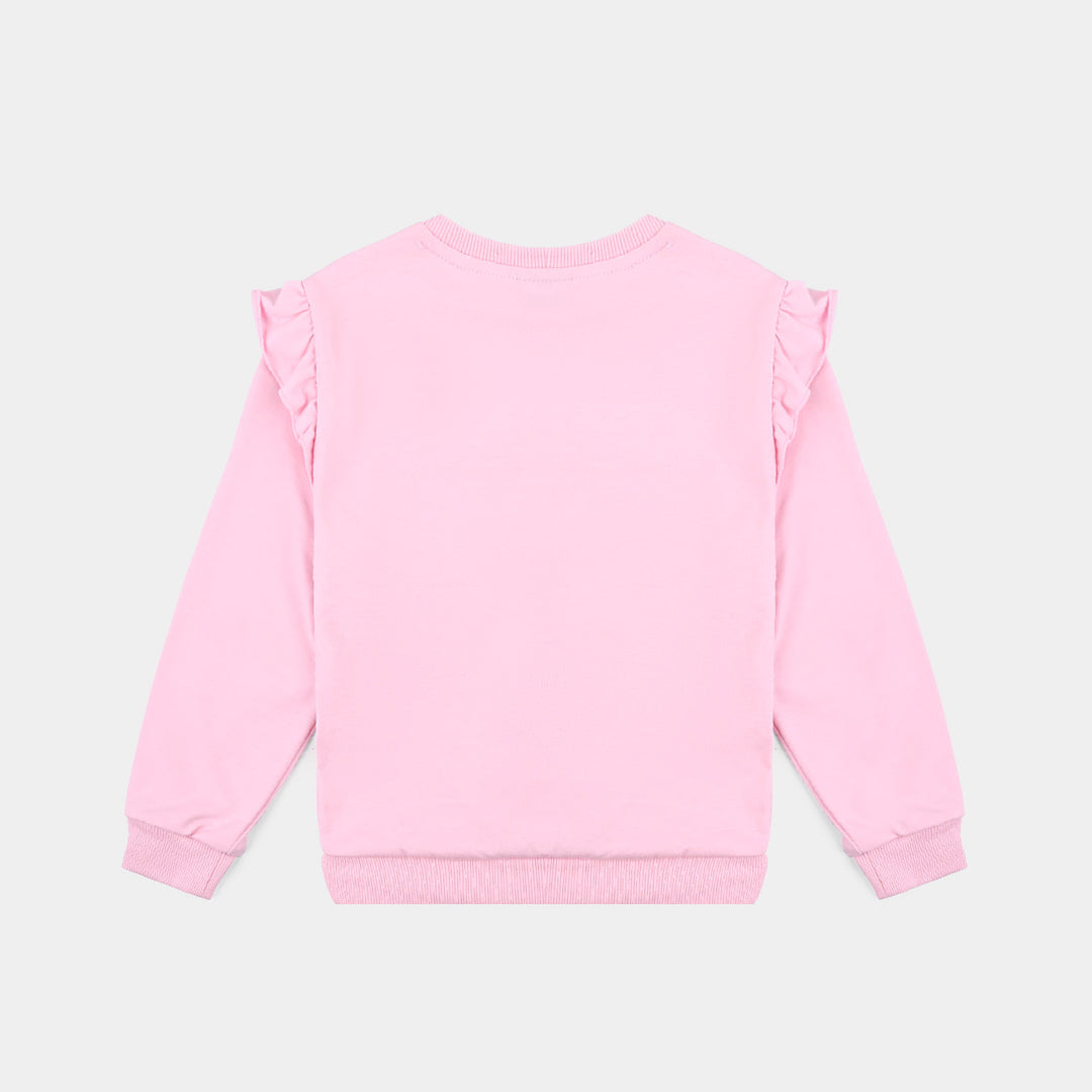 Girls Cotton Terry Sweatshirt Flow-Pink