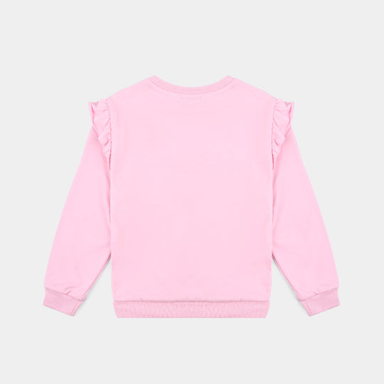 Girls Cotton Terry Sweatshirt Flow-Pink