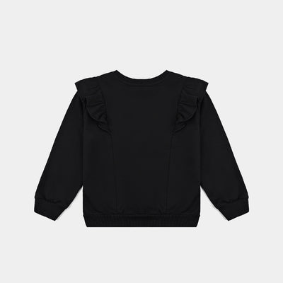 Girls Cotton Terry Sweatshirt Star-BLACK