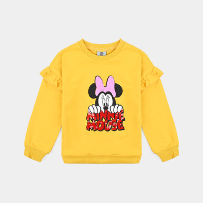 Girls Cotton Terry Sweatshirt Character -Mustard