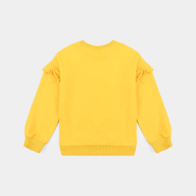 Girls Cotton Terry Sweatshirt Character -Mustard