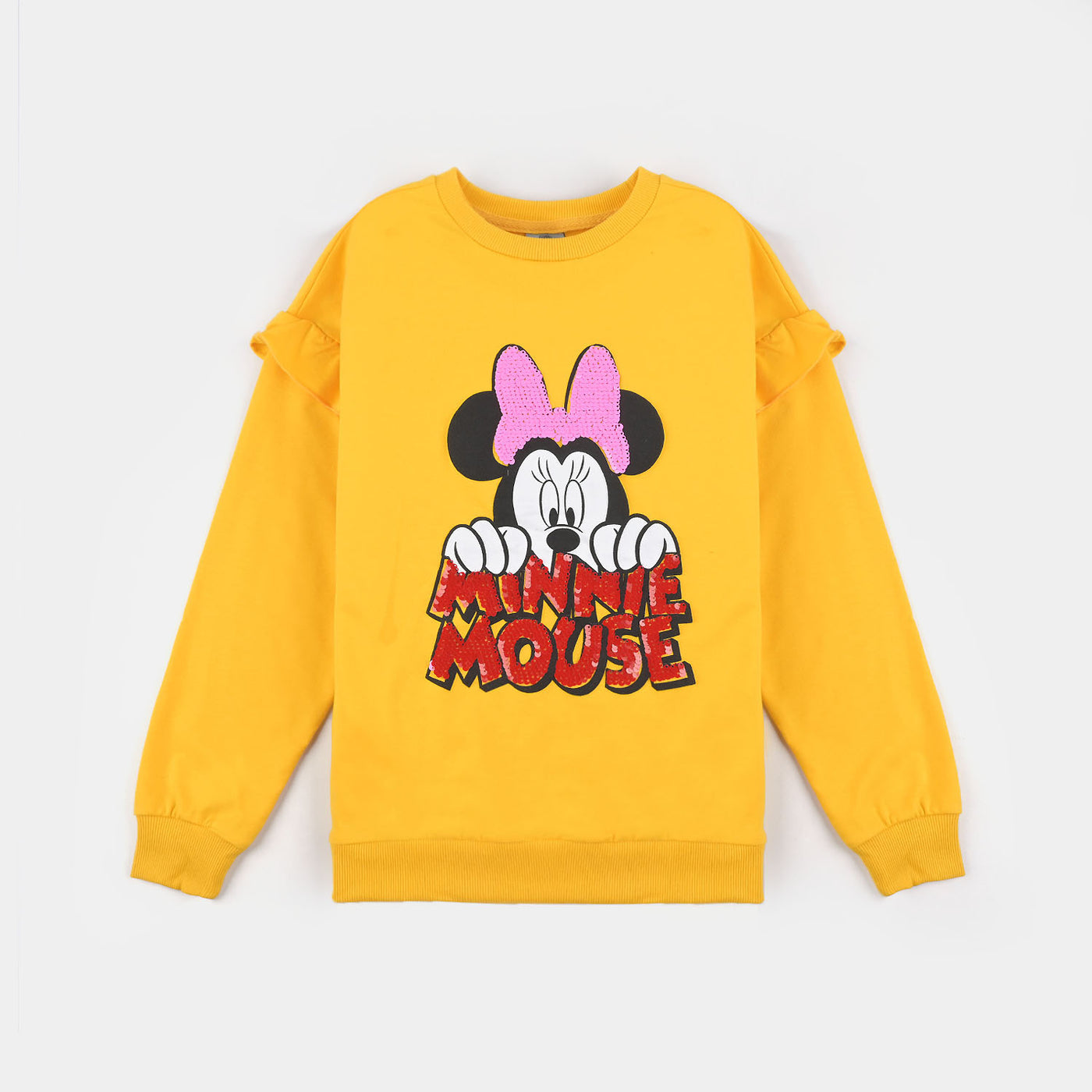 Girls Cotton Terry Sweatshirt Character -Mustard