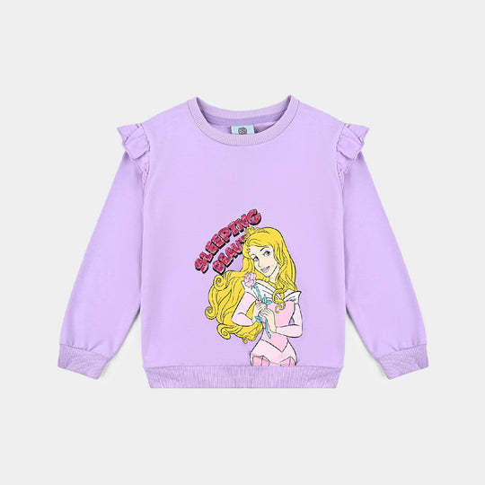 Girls Cotton Terry Sweatshirt Character-Lilac