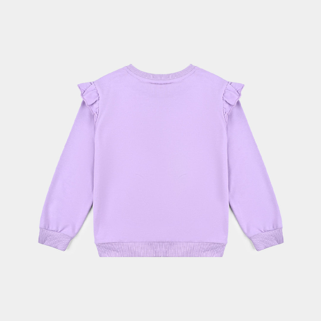 Girls Cotton Terry Sweatshirt Character-Lilac