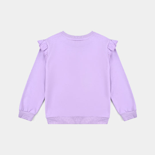 Girls Cotton Terry Sweatshirt Character-Lilac