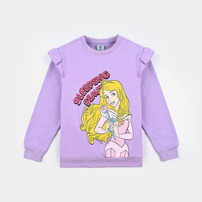 Girls Cotton Terry Sweatshirt Character-Lilac