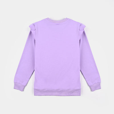 Girls Cotton Terry Sweatshirt Character-Lilac