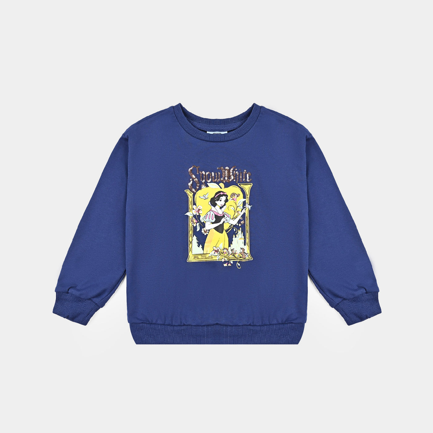 Girls Cotton Terry Sweatshirt Character -NAVY