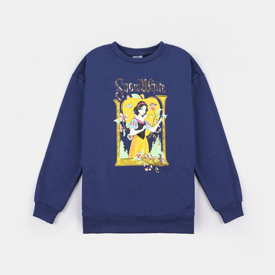 Girls Cotton Terry Sweatshirt Character -NAVY