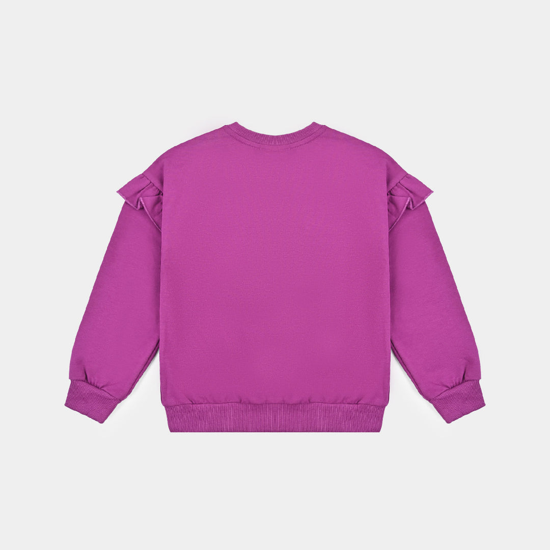 Girls Cotton Terry Sweatshirt Butterfly-Purple