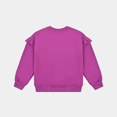 Girls Cotton Terry Sweatshirt Butterfly-Purple