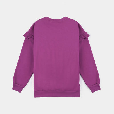 Girls Cotton Terry Sweatshirt Butterfly-Purple