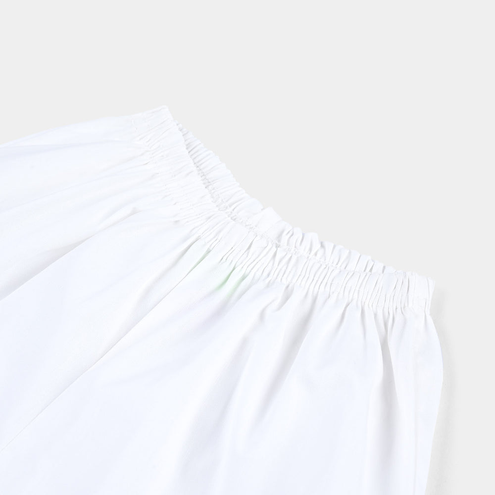 Girls Cotton Plazo -White