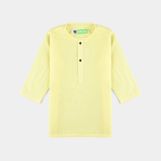 Infants Boys Cotton Jacquard Basic Kurta (VIBRANT)-Yellow