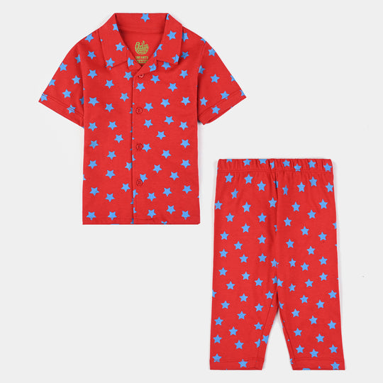 Infant Boys Poly Cotton Jersey Night Suit Overall-H.R.Red