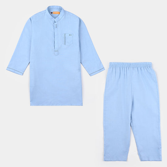 Boys Poly Viscose Shalwar Suit (Front Pocket)-L/BLUE