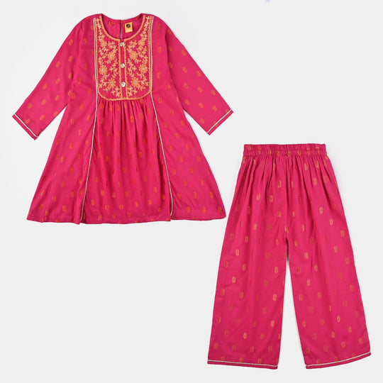 Girls Jacquard Emb 2 Pcs Rumi-Pink