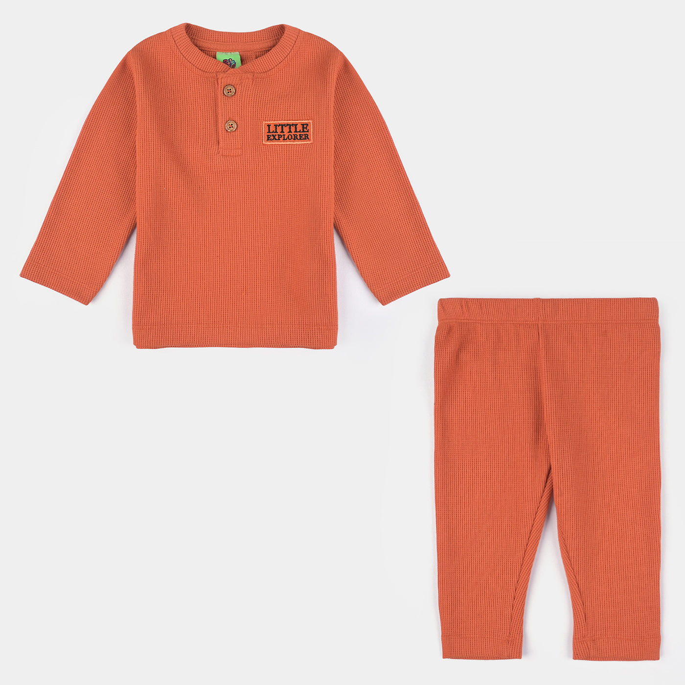 Infant Boys Thermal Suit Waffle Style-APRICOT