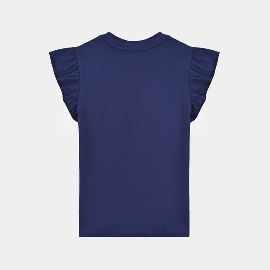 Girls Lycra Jersey T-Shirt-NAVY