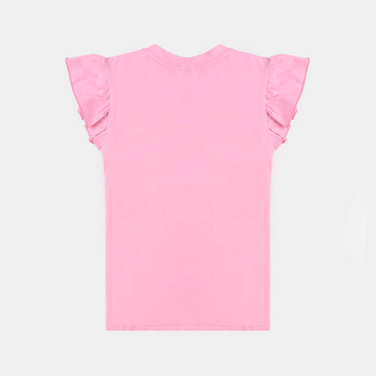 Girls Lycra Jersey T-Shirt Character-Pink