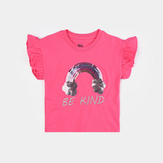 Infant Girls Cotton Jersey T-Shirt Rainbow-Hot Pink