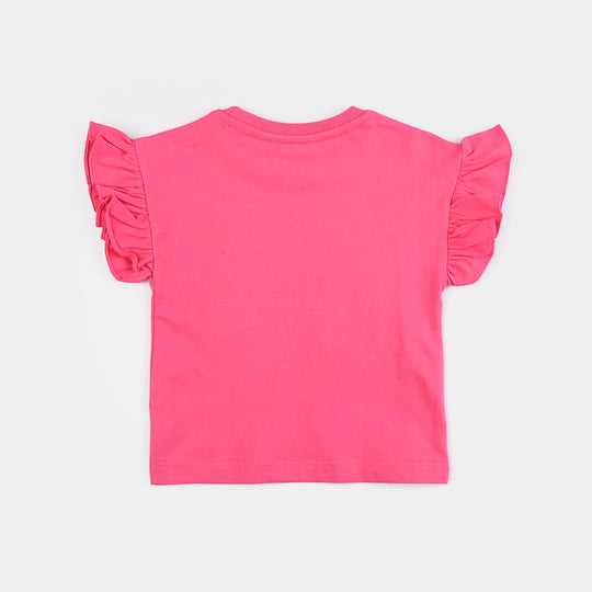 Infant Girls Cotton Jersey T-Shirt Rainbow-Hot Pink