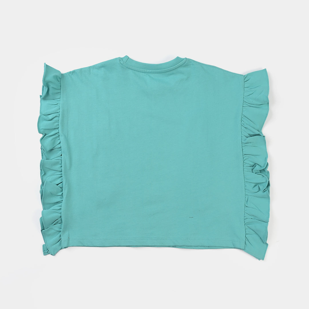 Girls Cotton Jersey T-Shirt H/S Summer-Turquoise