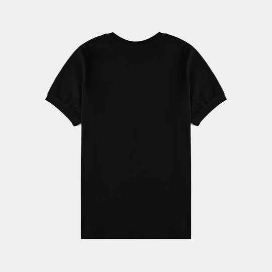 Girls Cotton Jersey T-Shirt H/S Shiny -BLACK