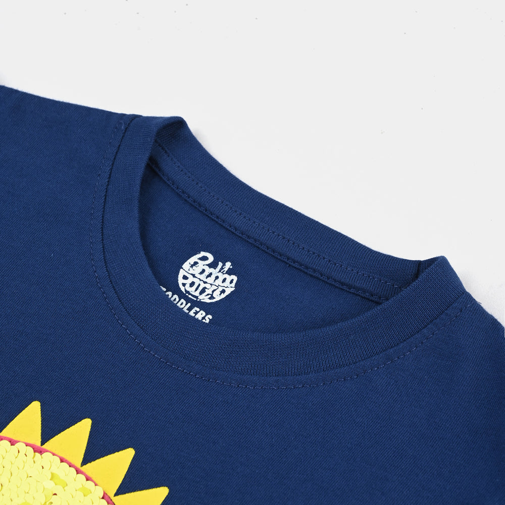 Girls Cotton Jersey T-Shirt H/S Sunshine - Navy Blue