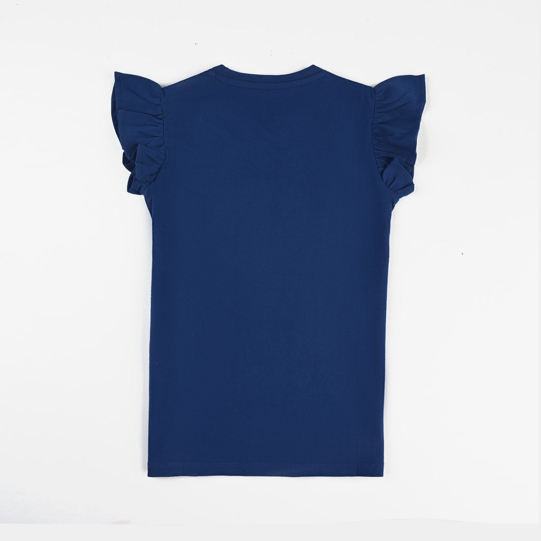 Girls Cotton Jersey T-Shirt H/S Sunshine - Navy Blue