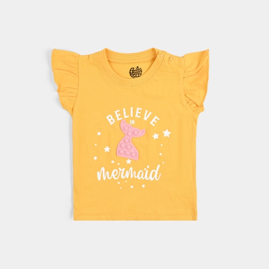 Infant Girls Cotton Jersey T-Shirt Mermaid-Yellow