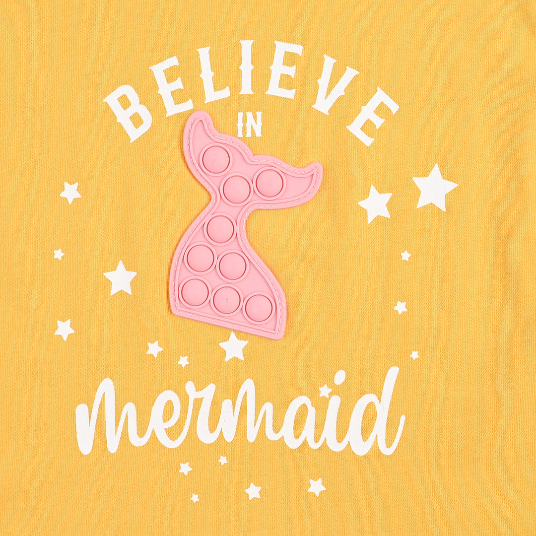 Infant Girls Cotton Jersey T-Shirt Mermaid-Yellow