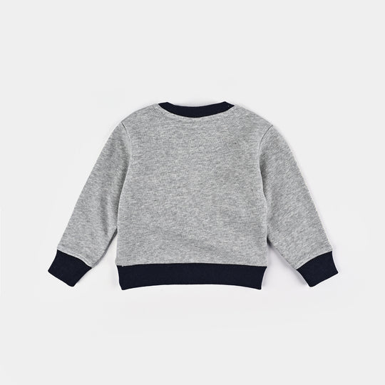 Infant Boys Cotton Terry Sweatshirt Frog-Grey/Navy