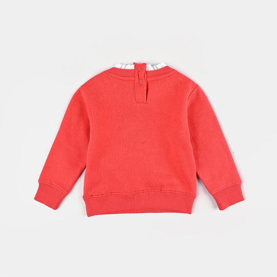 Infant Girls Cotton Terry Sweatshirt Quack-Red