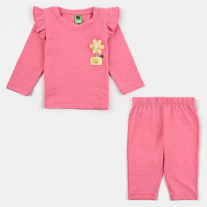 Infant Girls Jacquard Suit Fashion Flower-Pink