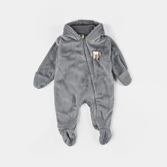 Infant Boys Sherpa Romper Elephant-GREY