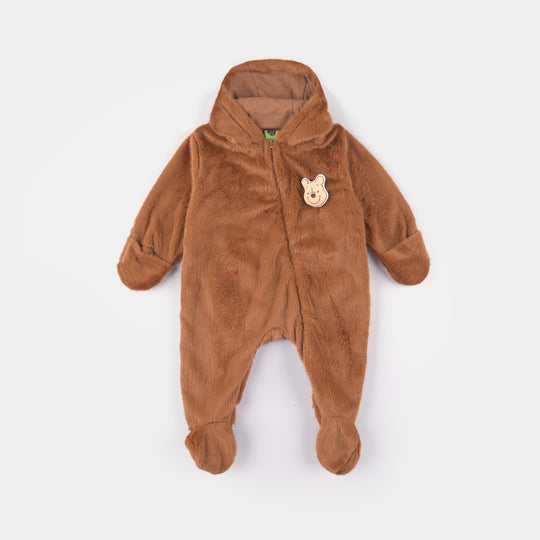 Infant Boys Sherpa Romper-BROWN