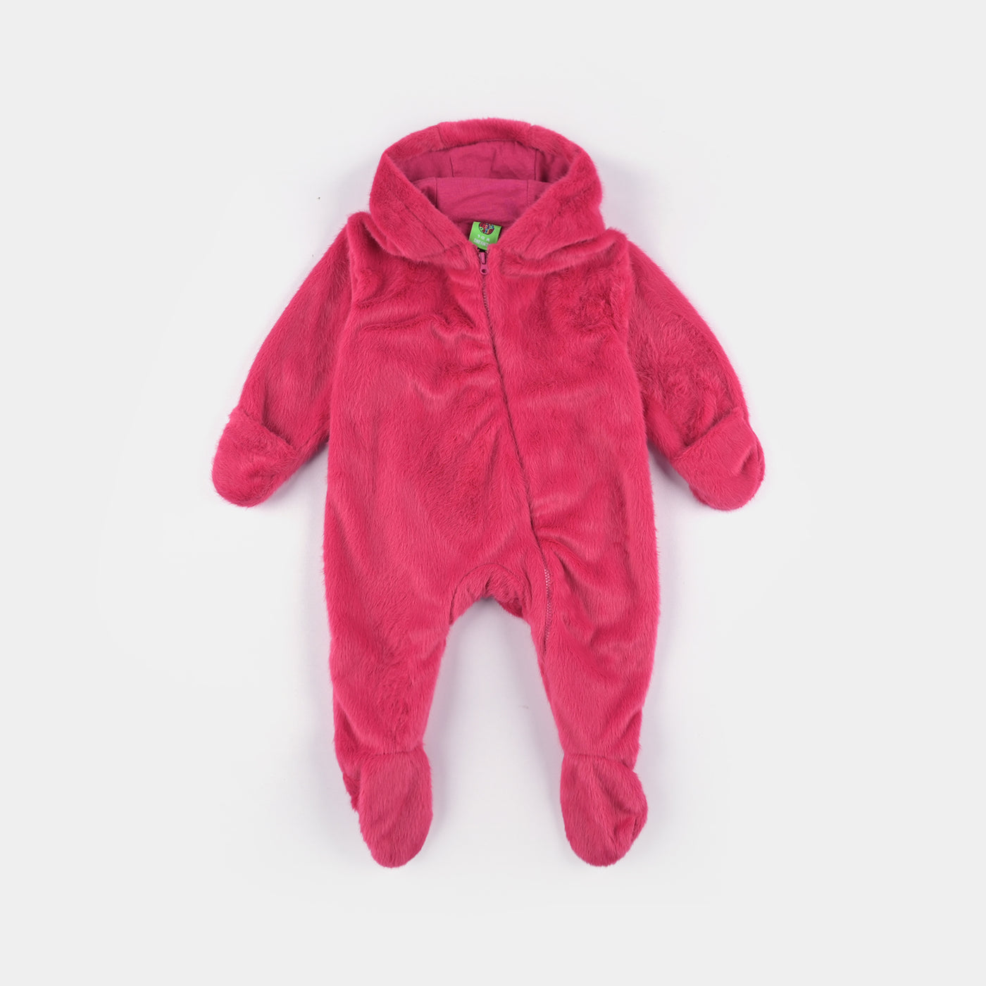 Infant Girls Sherpa Romper Fur-Hot Pink