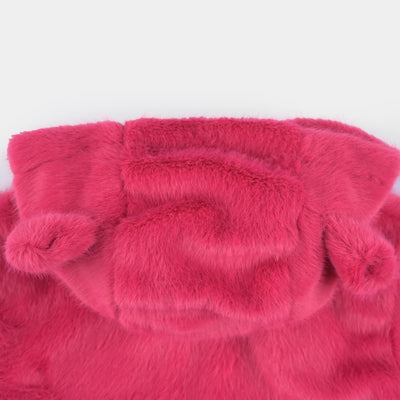 Infant Girls Sherpa Romper Fur-Hot Pink