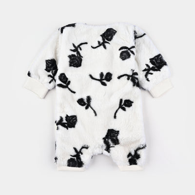 Infant Boys Sherpa Romper Flower-White