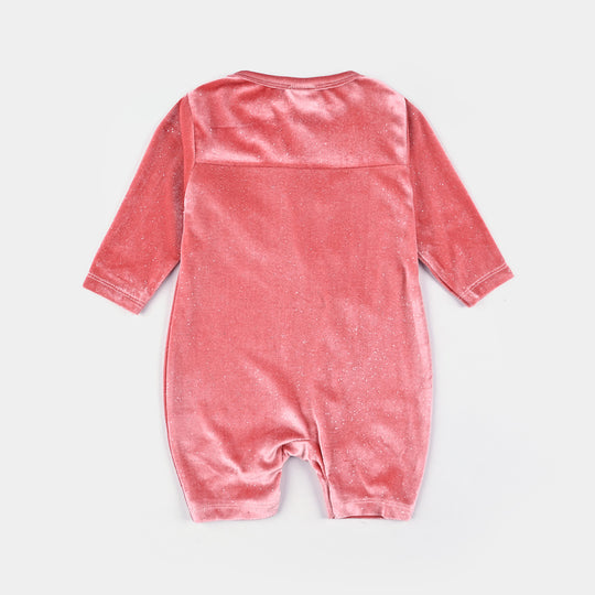 Infant Girls Velvet Romper-MAROON