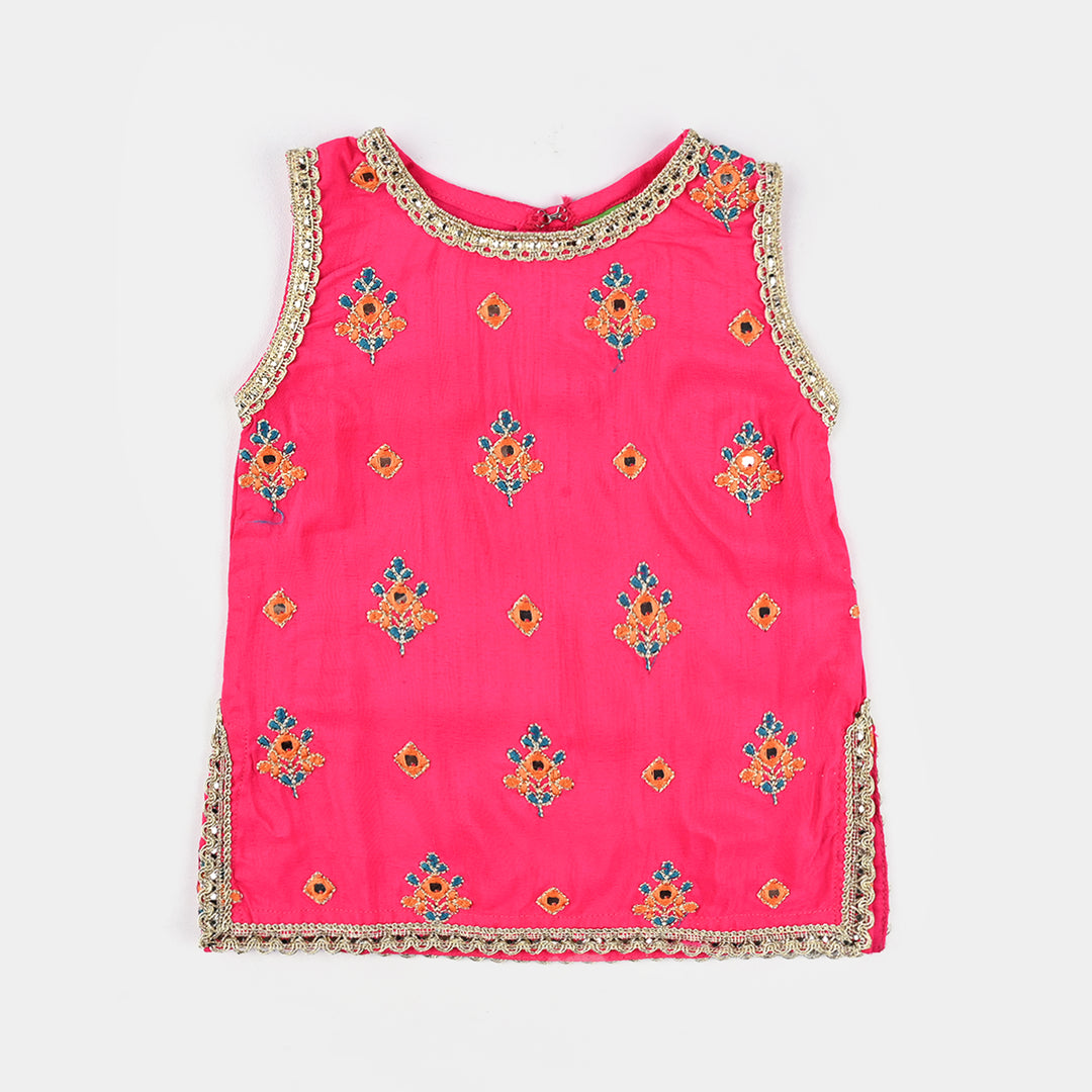 Infant Girls Raw Silk 2Pcs Bahar-Pink