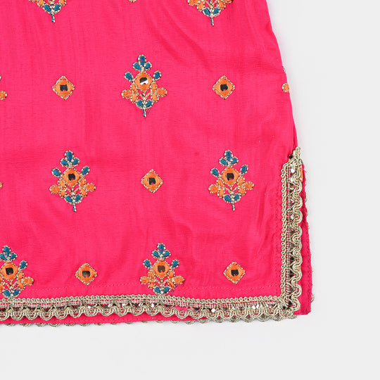 Infant Girls Raw Silk 2Pcs Bahar-Pink